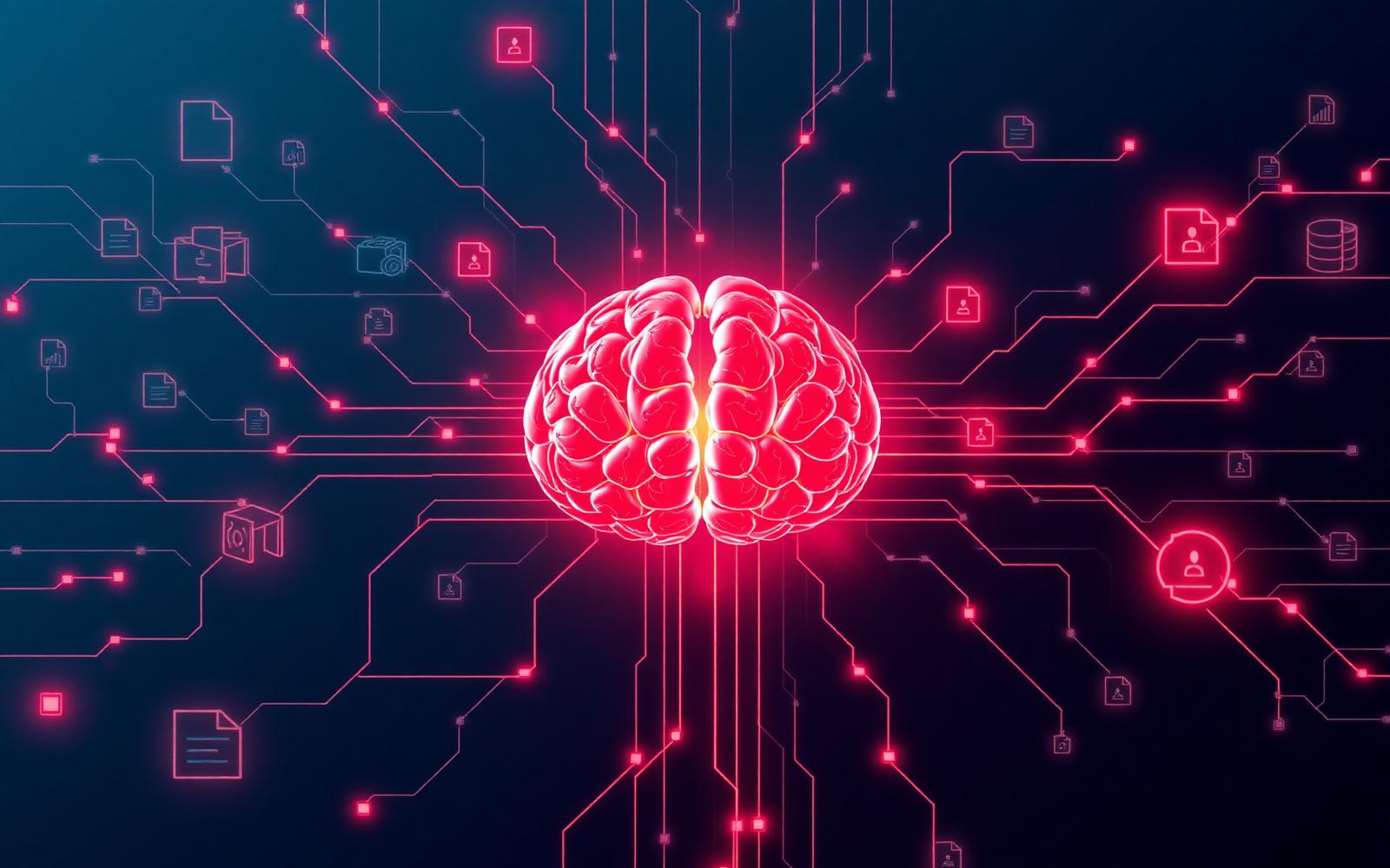 AI grounded in enterprise knowledge — documents, SharePoint and databases feeding a central agent