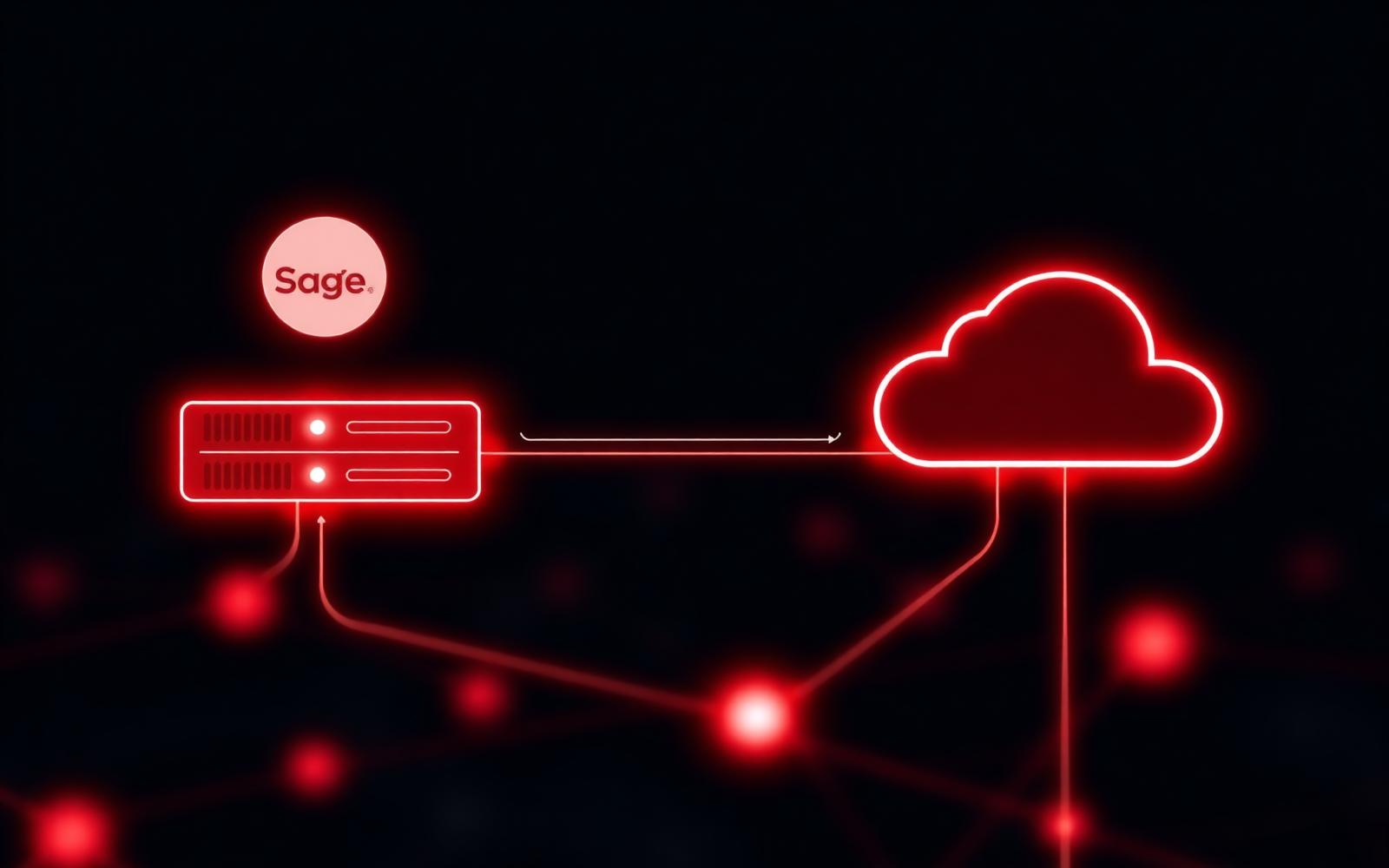 Legacy ERP integration — on-premise Sage server bridged to cloud platforms
