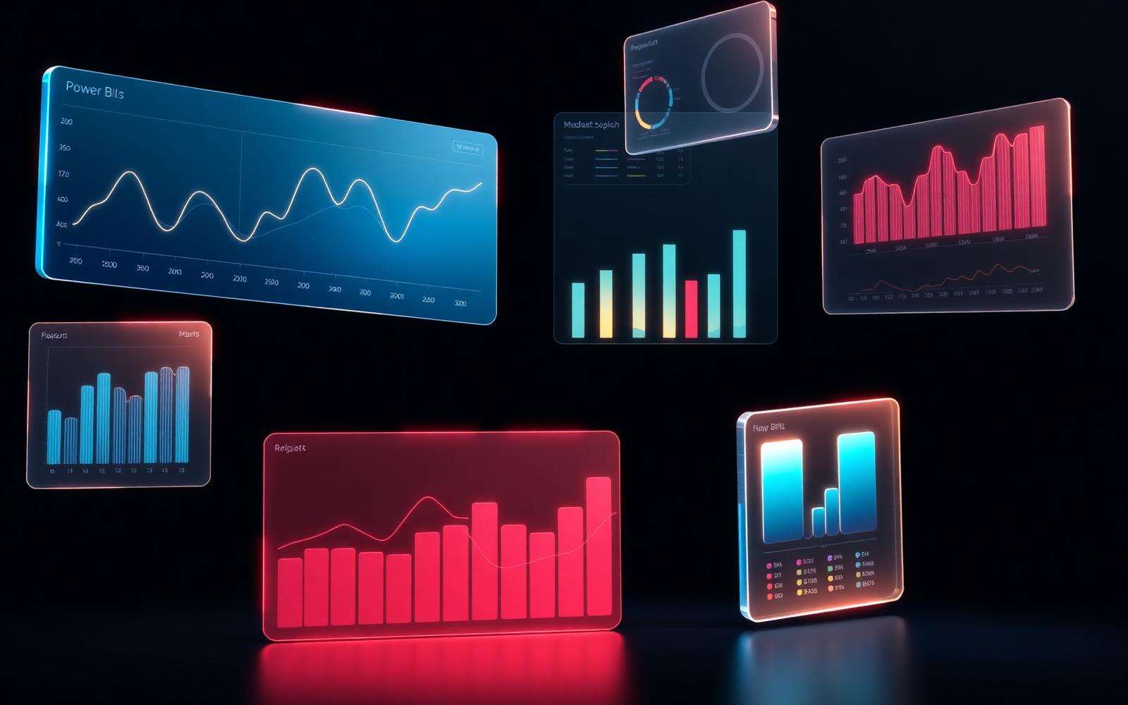 Power BI executive dashboard concept with layered charts