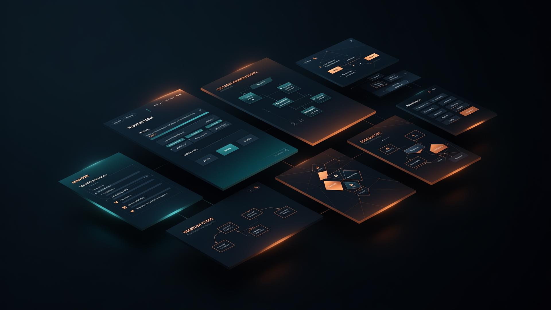 Abstract visualisation of bespoke custom business applications and modular digital tools