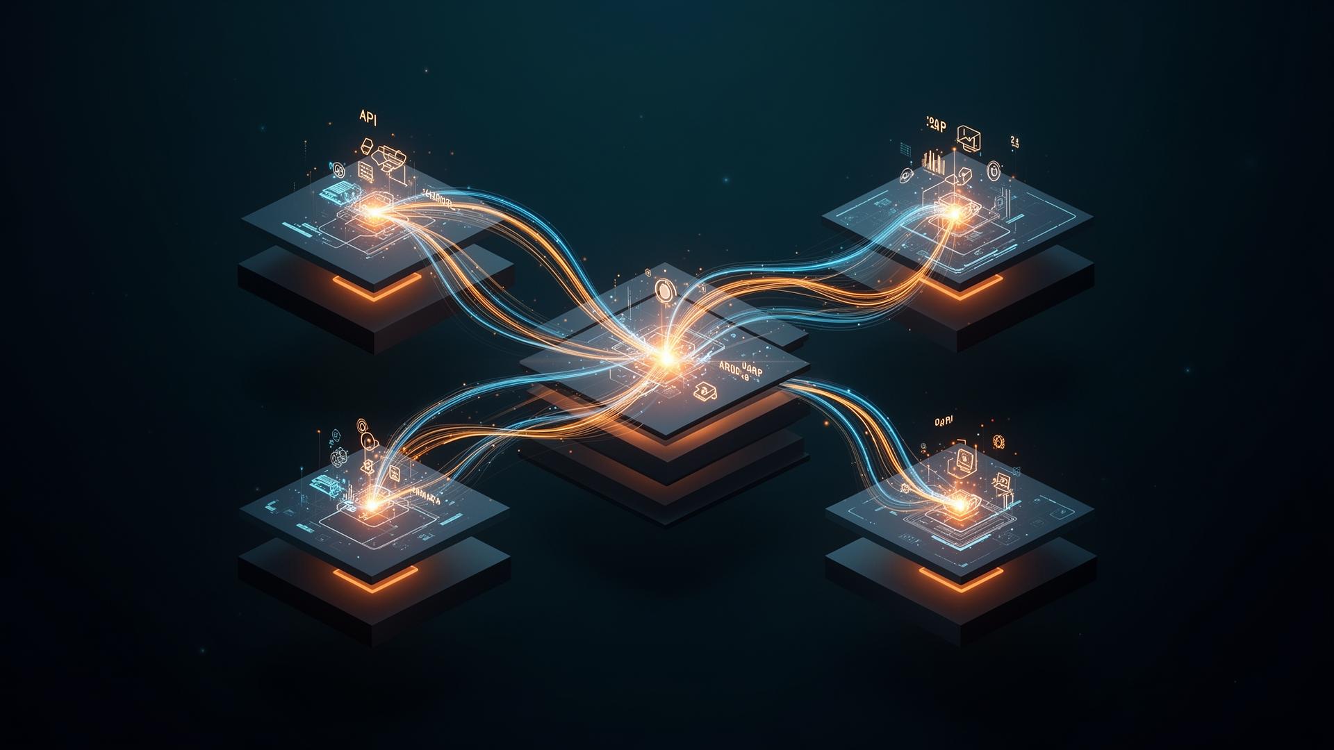 Abstract visualisation of connected systems, data streams and system integration architecture